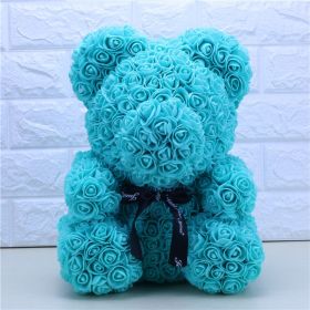 Rose Bear Eternal Rose Bear Birthday Gift Foam Rose Bear (Option: Fluorescent Blue-40cm Gift Box)